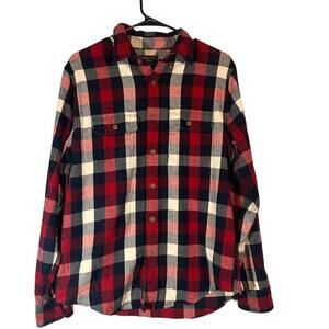 Abercrombie & Fitch Mens Red Plaid Long Sleeve Collared Button Down Shirt Sz Med